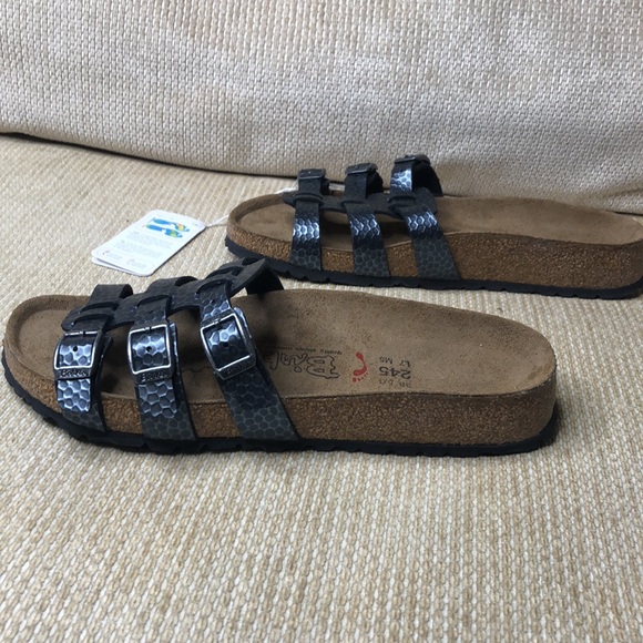 Birkenstock sandals faux leather metallic gray 3 straps size 38 - Picture 4 of 7